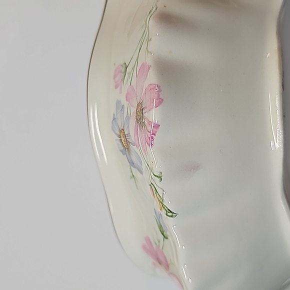 Vintage Homer Laughlin Pink Blue Flower Round Covered Vegetable Dish w/ Gold - Picture 9 of 16